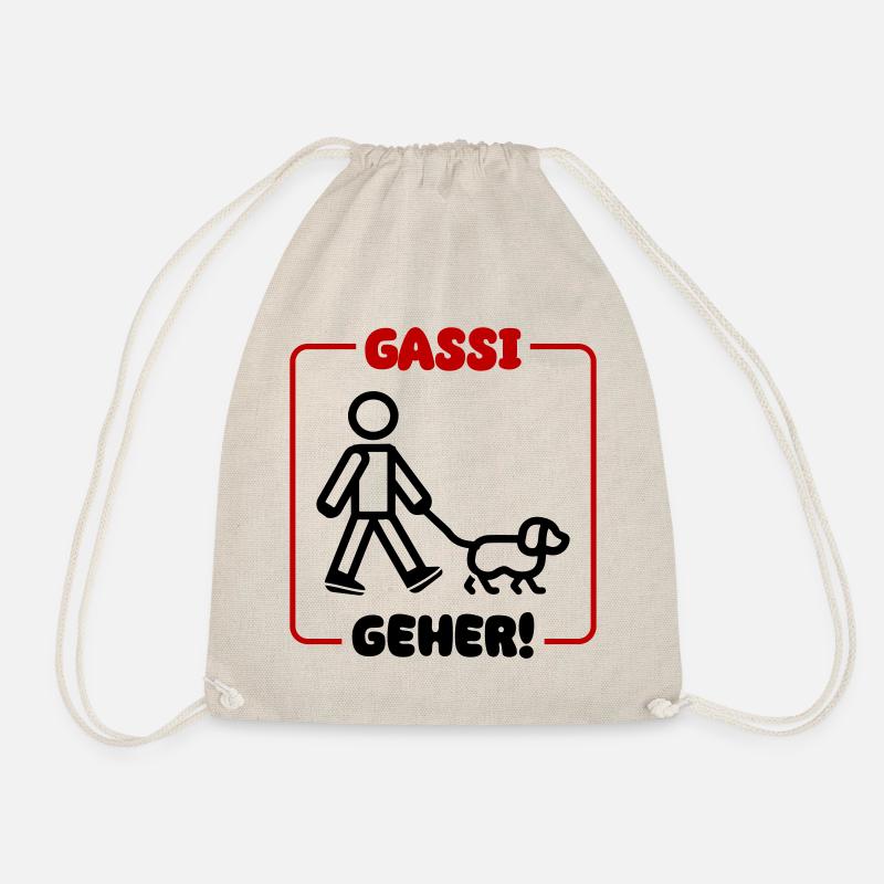 Gassi Gehen Hund - Turnbeutel - Natur