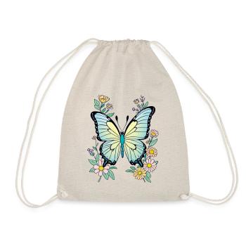 Vintage Schmetterling im Pastell-Blumenmeer - Turnbeutel - Natur - Vorne