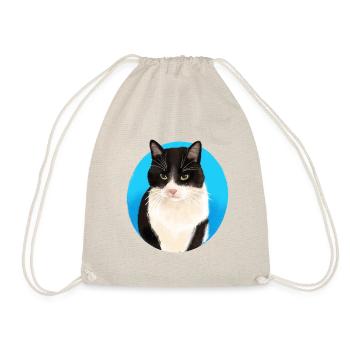 Black White Cat - Drawstring Bag - nature - Front