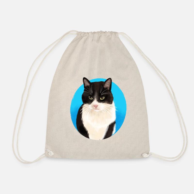 Schwarz-Weiß-Katze - Turnbeutel - Natur