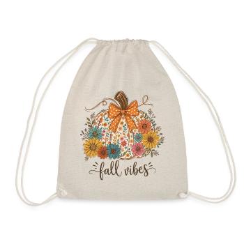 Herbststimmung Fall Vibes Boho Kürbis Mit Blumen - Turnbeutel - Natur - Vorne