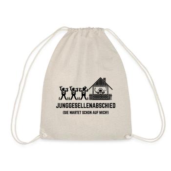 JGA – Sie Wartet Schon Auf Mich! (Haus / Black) - Turnbeutel - Natur - Vorne