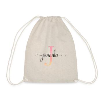 J| Monogram | Name | Jannika |Watercolor - Drawstring Bag - nature - Front