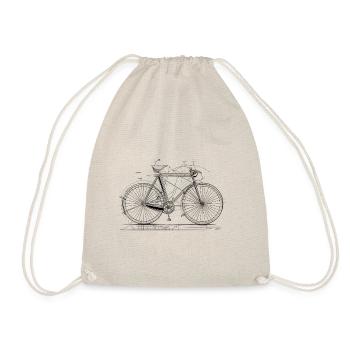 Minimalist retro bike - Drawstring Bag - nature - Front