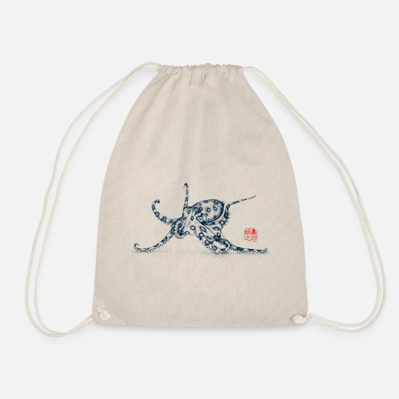 Oktopus mit Kanji Stamp - Turnbeutel - Natur