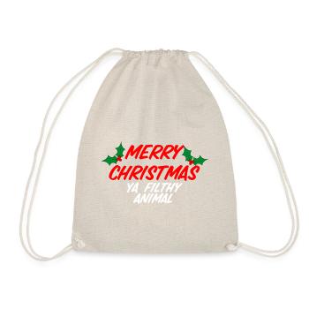 Merry Christmas Ya Filthy Animal - Drawstring Bag - nature - Front