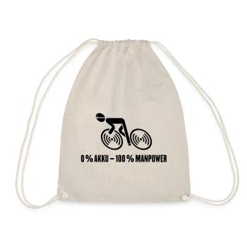 0 % Akku – 100 % Manpower (Fahrrad / Rennrad / B) - Turnbeutel - Natur - Vorne