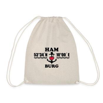 Hamburg coordinates anchor 2c B - Drawstring Bag - nature - Front