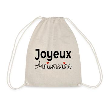 Happy Birthday Heart - Drawstring Bag - nature - Front