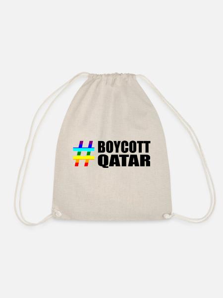 Boycott Qatar Spruch Sprüche Regenbogen - Turnbeutel - Natur