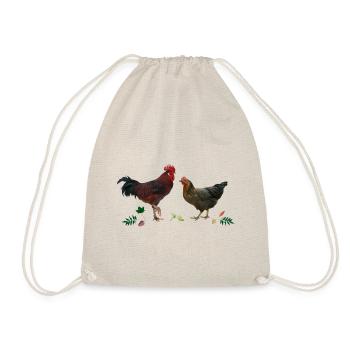 Hahn und Huhn - Turnbeutel - Natur - Vorne