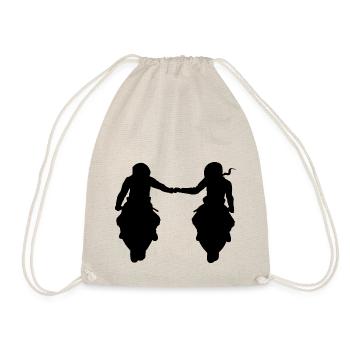 Bikercouple super sportsman couple couple motorcycle - Drawstring Bag - nature - Front