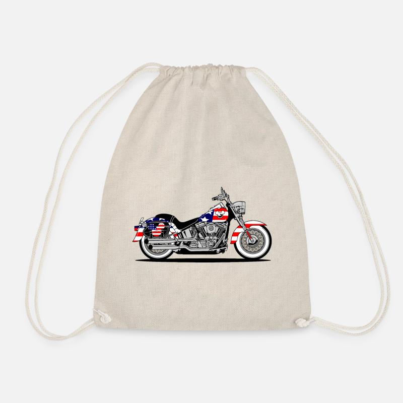 Patriot Chopper Motorcycle with Flag - Drawstring Bag - nature