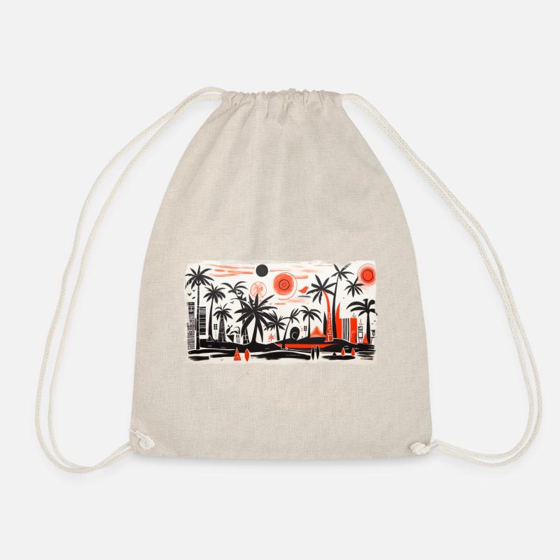 Futuristic island in fiery shades - Drawstring Bag - nature