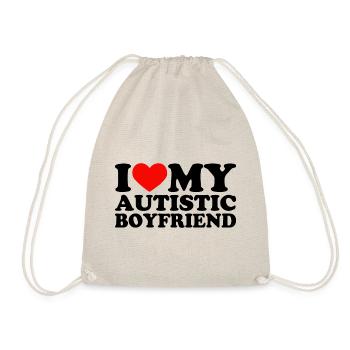 I Love My Autistic Boyfriend I Heart My BF - Drawstring Bag - nature - Front