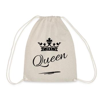 Krone mit Schriftzug Queen-schwarz - Turnbeutel - Natur - Vorne