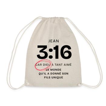 Design Johannes 3,16 Bibelvers Gott Liebe - Turnbeutel - Natur - Vorne