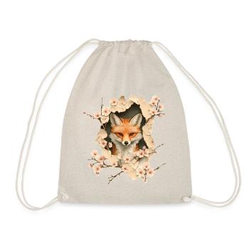 Fox with cherry blossoms - Drawstring Bag - nature - Front