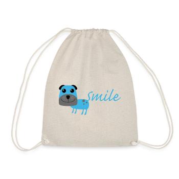 Smile Dog Hund Hunde Hündchen - Turnbeutel - Natur - Vorne