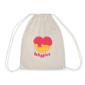 sweet kawaii waffle in heart shape - Drawstring Bag - nature - Front
