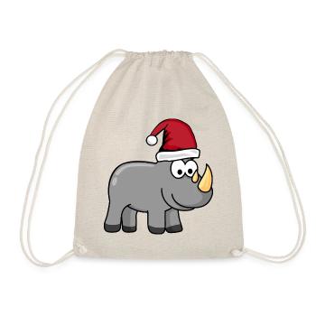 Nashorn Weihnachten Comic - Turnbeutel - Natur - Vorne