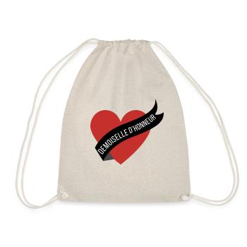 Bridesmaid red heart and ribbon - Drawstring Bag - nature - Front