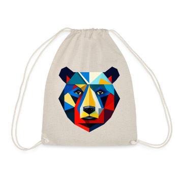 Abstract Bear (Head, Colorful, Geometry) - Drawstring Bag - nature - Front