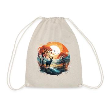 Deer in the Autumn Circle - Drawstring Bag - nature - Front