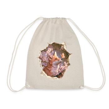 Fox with Butterfly - Drawstring Bag - nature - Front