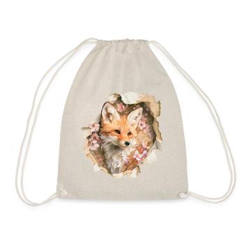 Fox with cherry blossoms - Drawstring Bag - nature - Front