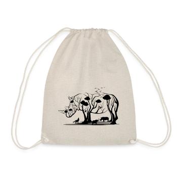 Rhino Tree / Nashorn Cubby Unicorn Afrika Geschenk - Turnbeutel - Natur - Vorne