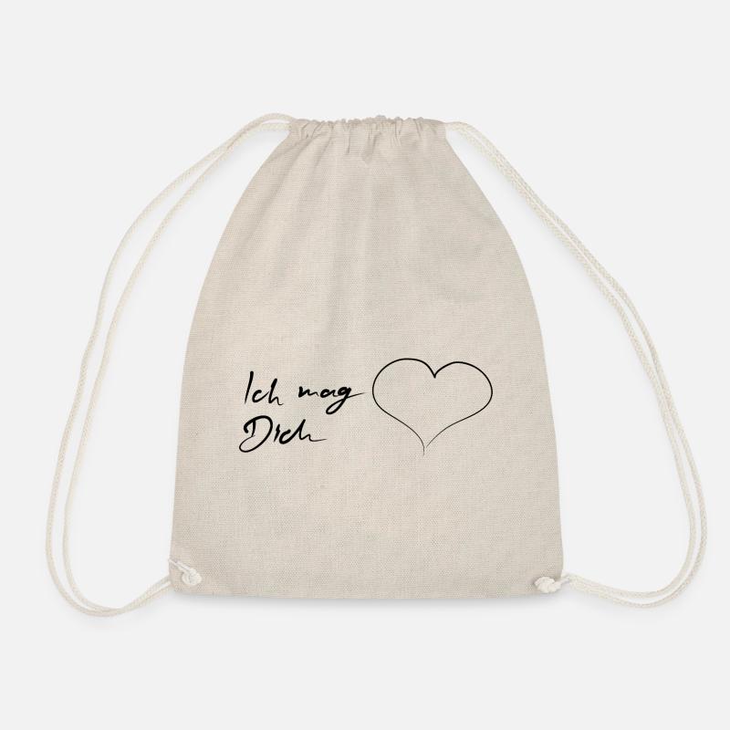 I like you with heart - Drawstring Bag - nature