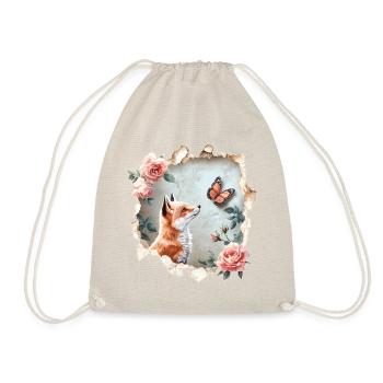 Fox with Butterfly - Drawstring Bag - nature - Front