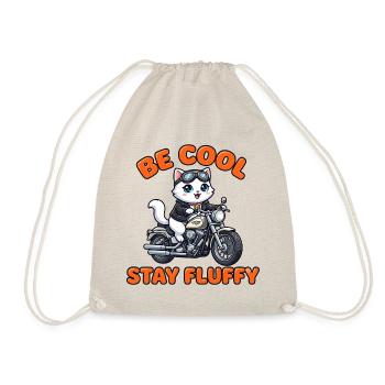Katzen-Motorrad: Be Cool Stay Fluffy - Turnbeutel - Natur - Vorne