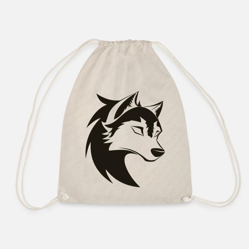 Stilisiertes cooles Wolfskopf-Symbol - Turnbeutel - Natur
