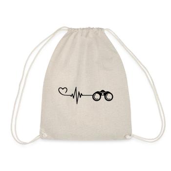 Binoculars Love Pulse Heart - Drawstring Bag - nature - Front