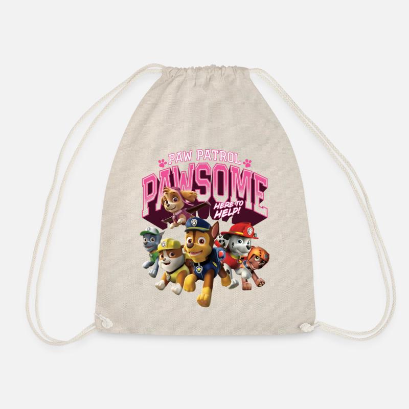 Paw Patrol Pawsome Here To Help Spruch Rosa - Turnbeutel - Natur
