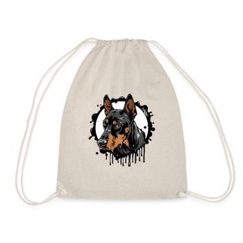 Dobermann Hund: Hundebesitzer - Turnbeutel - Natur - Vorne