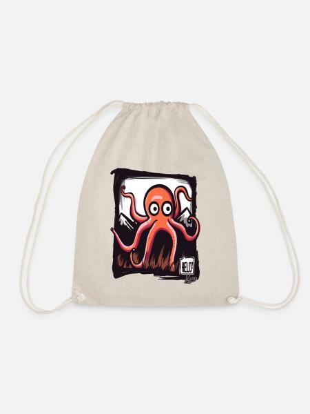 Kleiner lustiger Oktopus: HELO! - Turnbeutel - Natur