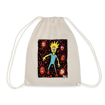 Crazy abstract cartoon world and a boy - Drawstring Bag - nature - Front