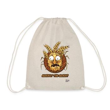 Against the Current: Cartoon Grain Face - Drawstring Bag - nature - Front