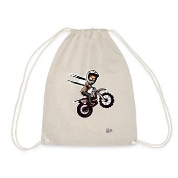 Super Sprung verrückter Motocross Fahrer - Turnbeutel - Natur - Vorne