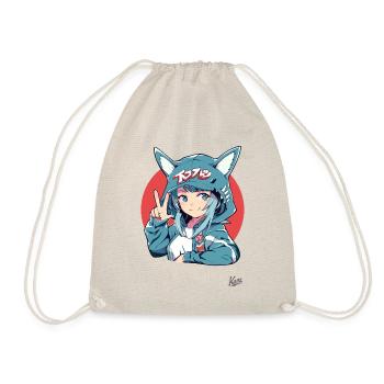 Drôle de fille japonaise comme requin lapin - Sac de sport léger - nature - Devant
