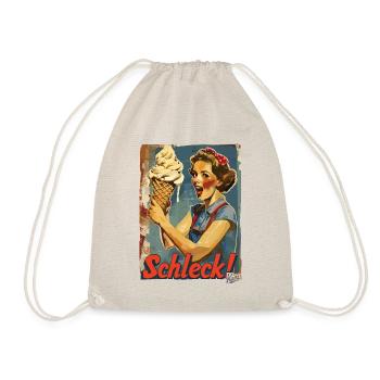Dear lady with huge waffle ice cream - Drawstring Bag - nature - Front