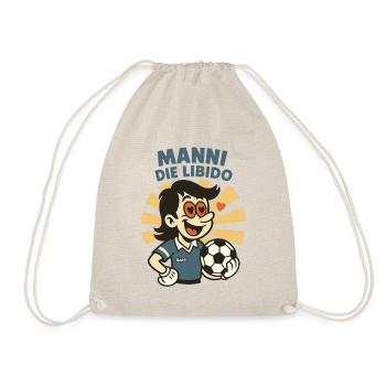 Manni schaut verliebt und hält einen Fußball - Turnbeutel - Natur - Vorne