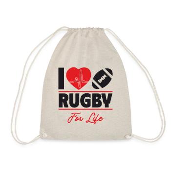Rugby ist mein Leben,Geschenkidee - Turnbeutel - Natur - Vorne