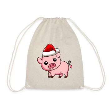 Pig Comic Christmas - Drawstring Bag - nature - Front