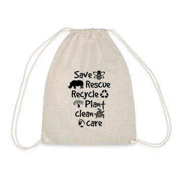 Save Bees Rescue Animals Recycle Plastic Earth Day - Drawstring Bag - nature - Front