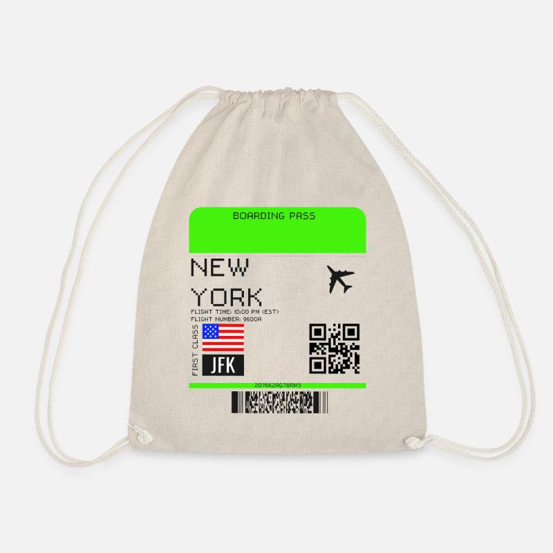 Boarding Pass New York NYC Flugticket - Turnbeutel - Natur
