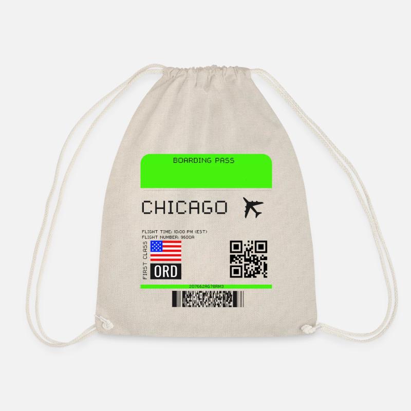 Boarding Pass Chicago Flugticket - Turnbeutel - Natur